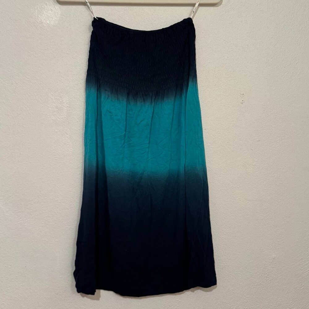 THEME Strapless Blue Ombre Tie-Dye Dress – Size S